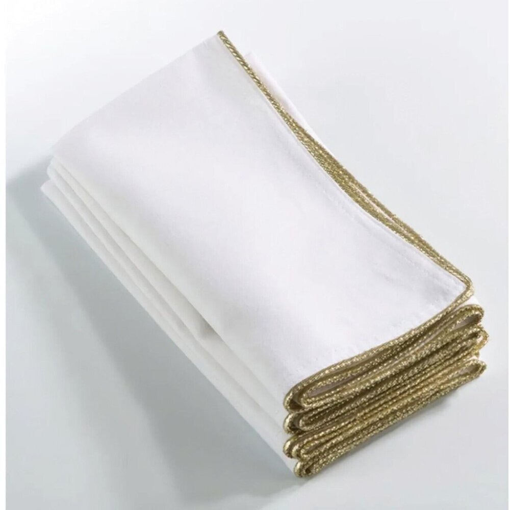 Luana Collection Metallic Trimmed Dinner Napkins (Set of 4)